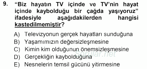 Çağdaş Sosyoloji Kuramları 2012 - 2013 Dönem Sonu Sınavı 9.Soru