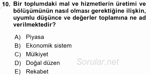 Türkiye´nin Toplumsal Yapısı 2016 - 2017 3 Ders Sınavı 10.Soru