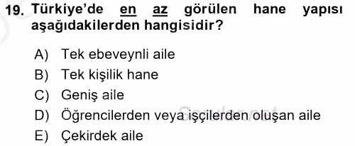Türkiye´nin Toplumsal Yapısı 2016 - 2017 3 Ders Sınavı 19.Soru