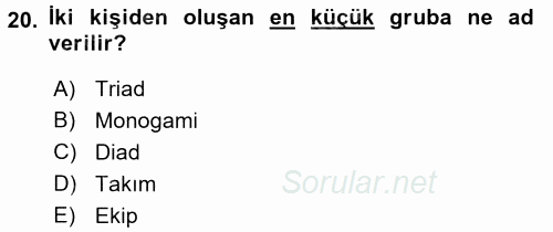 Türkiye´nin Toplumsal Yapısı 2016 - 2017 3 Ders Sınavı 20.Soru