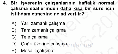 Türkiye´nin Toplumsal Yapısı 2016 - 2017 3 Ders Sınavı 4.Soru