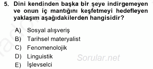 Türkiye´nin Toplumsal Yapısı 2016 - 2017 3 Ders Sınavı 5.Soru
