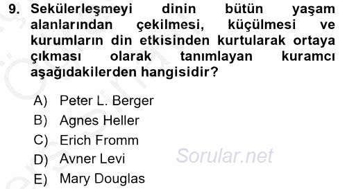 Türkiye´nin Toplumsal Yapısı 2016 - 2017 3 Ders Sınavı 9.Soru