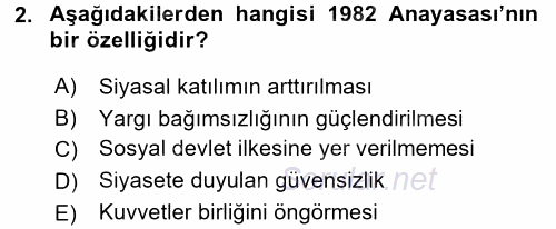 Türk Anayasa Hukuku 2015 - 2016 Dönem Sonu Sınavı 2.Soru