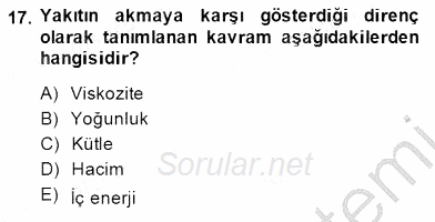 Sanayide Enerji Ekonomisi 2014 - 2015 Dönem Sonu Sınavı 17.Soru