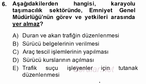 Ulaştırma Sistemleri 2014 - 2015 Ara Sınavı 6.Soru
