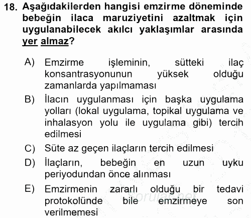 Temel İlaç Bilgisi Ve Akılcı İlaç Kullanımı 2016 - 2017 3 Ders Sınavı 18.Soru