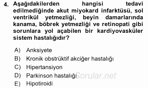 Temel İlaç Bilgisi Ve Akılcı İlaç Kullanımı 2016 - 2017 3 Ders Sınavı 4.Soru