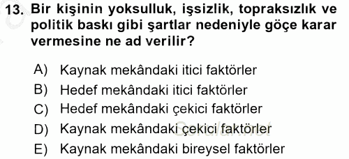 Toplumsal Cinsiyet Çalışmaları 2016 - 2017 Ara Sınavı 13.Soru