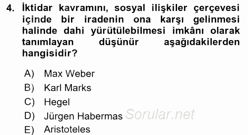 Toplumsal Cinsiyet Çalışmaları 2016 - 2017 Ara Sınavı 4.Soru