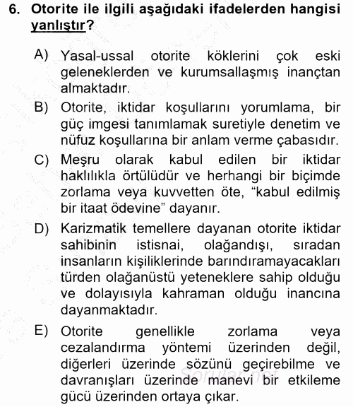 Toplumsal Cinsiyet Çalışmaları 2016 - 2017 Ara Sınavı 6.Soru