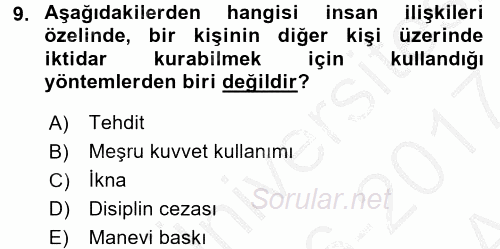 Toplumsal Cinsiyet Çalışmaları 2016 - 2017 Ara Sınavı 9.Soru