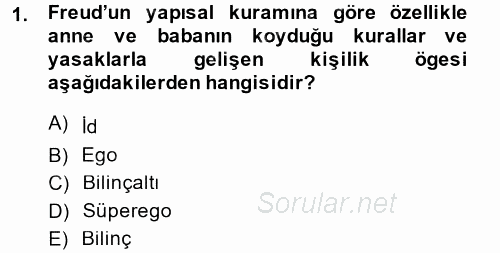 Çocuk ve Ergen Bakımı 2014 - 2015 Dönem Sonu Sınavı 1.Soru