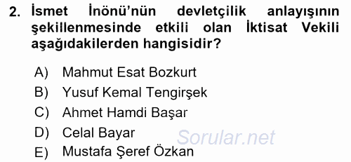 Türkiye Cumhuriyeti İktisat Tarihi 2015 - 2016 Dönem Sonu Sınavı 2.Soru