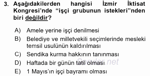 Türkiye Cumhuriyeti İktisat Tarihi 2015 - 2016 Dönem Sonu Sınavı 3.Soru