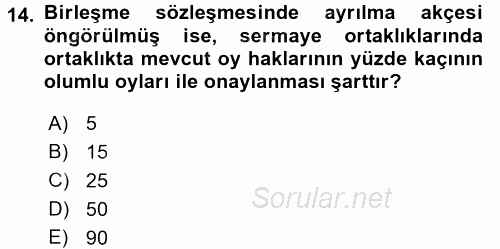 Ticaret Hukuku 1 2017 - 2018 Dönem Sonu Sınavı 14.Soru