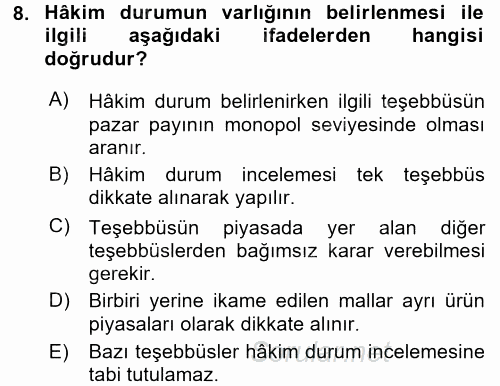 Ticaret Hukuku 1 2017 - 2018 Dönem Sonu Sınavı 8.Soru