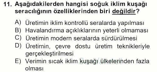 Örtü Altı Üretim Sistemleri 2012 - 2013 Dönem Sonu Sınavı 11.Soru