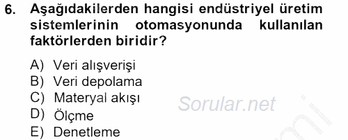 Örtü Altı Üretim Sistemleri 2012 - 2013 Dönem Sonu Sınavı 6.Soru