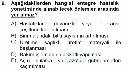 Örtü Altı Üretim Sistemleri 2012 - 2013 Dönem Sonu Sınavı 9.Soru