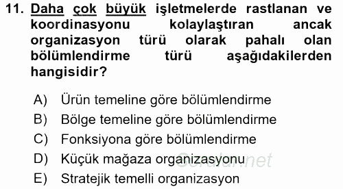 Perakende Yönetimi 2016 - 2017 Ara Sınavı 11.Soru
