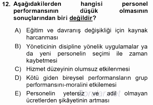 Perakende Yönetimi 2016 - 2017 Ara Sınavı 12.Soru