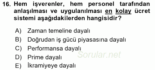 Perakende Yönetimi 2016 - 2017 Ara Sınavı 16.Soru