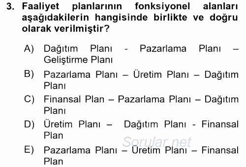 Perakende Yönetimi 2016 - 2017 Ara Sınavı 3.Soru