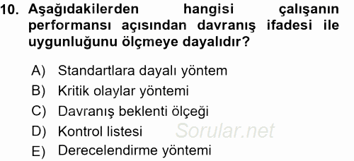 Performans ve Kariyer Yönetimi 2015 - 2016 Ara Sınavı 10.Soru