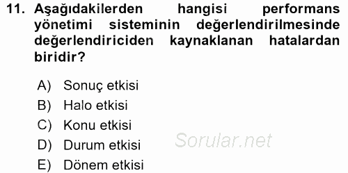 Performans ve Kariyer Yönetimi 2015 - 2016 Ara Sınavı 11.Soru