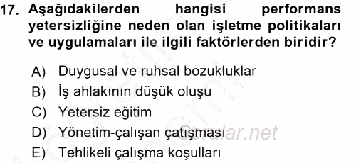 Performans ve Kariyer Yönetimi 2015 - 2016 Ara Sınavı 17.Soru