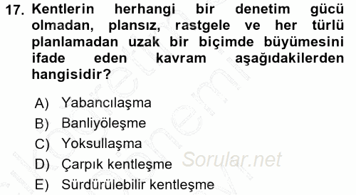 Toplumsal Yaşamda Aile 2015 - 2016 Dönem Sonu Sınavı 17.Soru