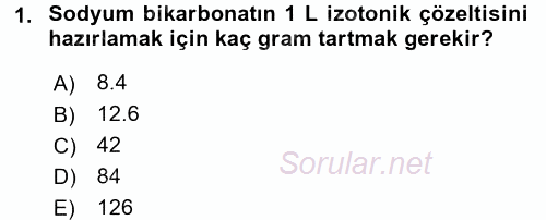 Veteriner Laboratuvar Teknikleri ve Prensipleri 2016 - 2017 Ara Sınavı 1.Soru