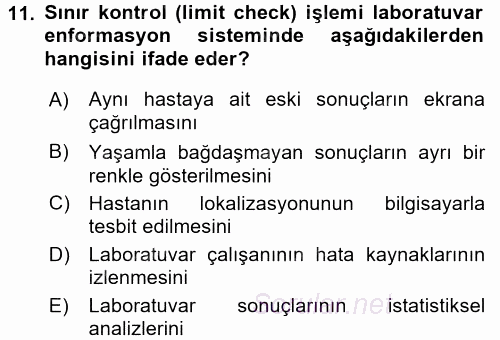 Veteriner Laboratuvar Teknikleri ve Prensipleri 2016 - 2017 Ara Sınavı 11.Soru