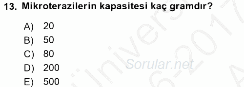 Veteriner Laboratuvar Teknikleri ve Prensipleri 2016 - 2017 Ara Sınavı 13.Soru