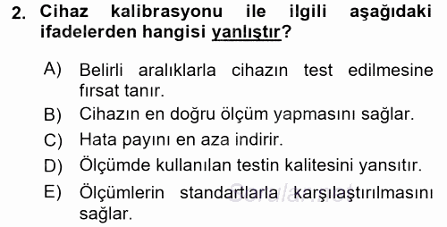 Veteriner Laboratuvar Teknikleri ve Prensipleri 2016 - 2017 Ara Sınavı 2.Soru