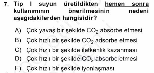 Veteriner Laboratuvar Teknikleri ve Prensipleri 2016 - 2017 Ara Sınavı 7.Soru