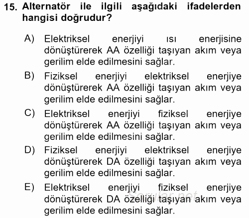 Devre Analizi 2017 - 2018 3 Ders Sınavı 15.Soru