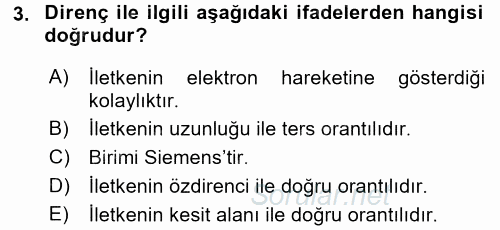 Devre Analizi 2017 - 2018 3 Ders Sınavı 3.Soru