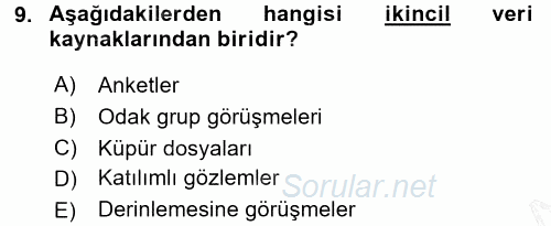 Halkla İlişkiler Yönetimi 2015 - 2016 Dönem Sonu Sınavı 9.Soru