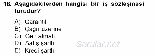 Ön Muhasebe Yazılımları Ve Kullanımı 2013 - 2014 Tek Ders Sınavı 18.Soru