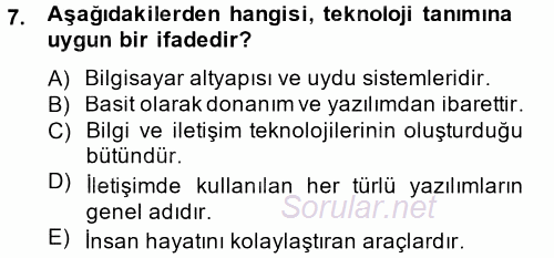 Ön Muhasebe Yazılımları Ve Kullanımı 2013 - 2014 Tek Ders Sınavı 7.Soru