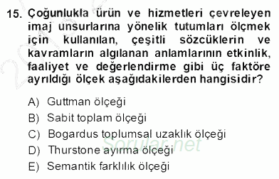 Marka İletişiminde Analiz ve Araştırma 1 2013 - 2014 Dönem Sonu Sınavı 15.Soru