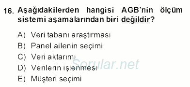 Marka İletişiminde Analiz ve Araştırma 1 2013 - 2014 Dönem Sonu Sınavı 16.Soru