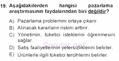 Marka İletişiminde Analiz ve Araştırma 1 2013 - 2014 Dönem Sonu Sınavı 19.Soru