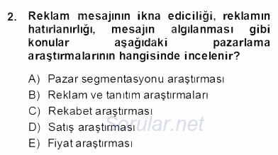 Marka İletişiminde Analiz ve Araştırma 1 2013 - 2014 Dönem Sonu Sınavı 2.Soru