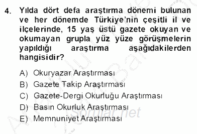 Marka İletişiminde Analiz ve Araştırma 1 2013 - 2014 Dönem Sonu Sınavı 4.Soru