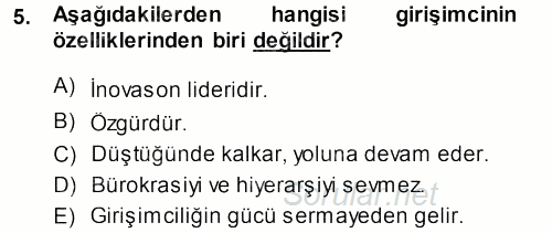 Girişimcilik ve İş Kurma 2013 - 2014 Ara Sınavı 5.Soru