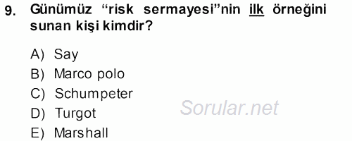 Girişimcilik ve İş Kurma 2013 - 2014 Ara Sınavı 9.Soru