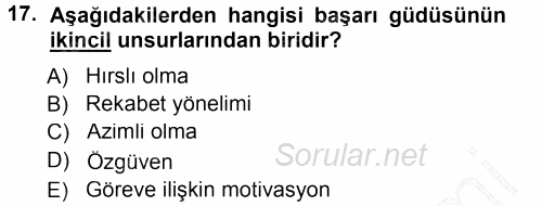 Yönetici Asistanlığı 2012 - 2013 Dönem Sonu Sınavı 17.Soru